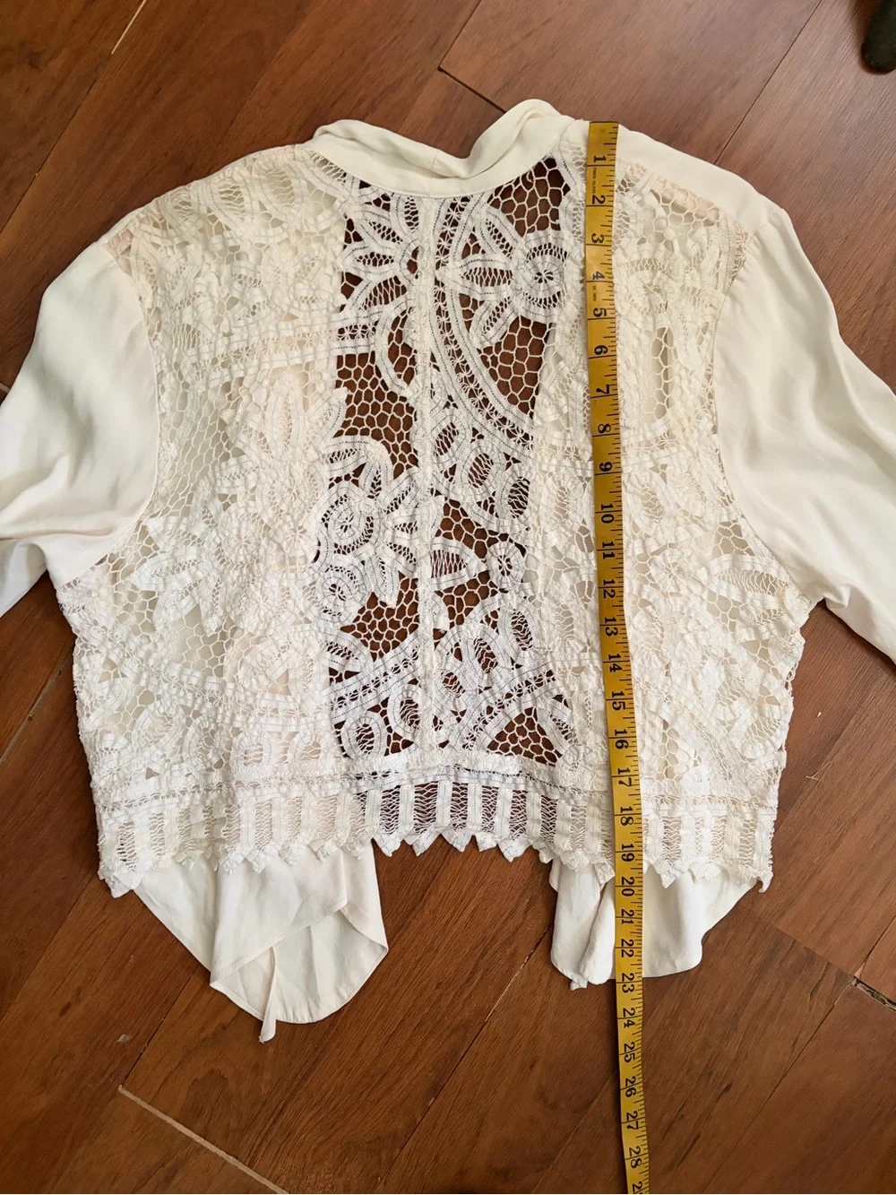 Vintage 80s does 1930s cream draped jacket w/ floral lace back